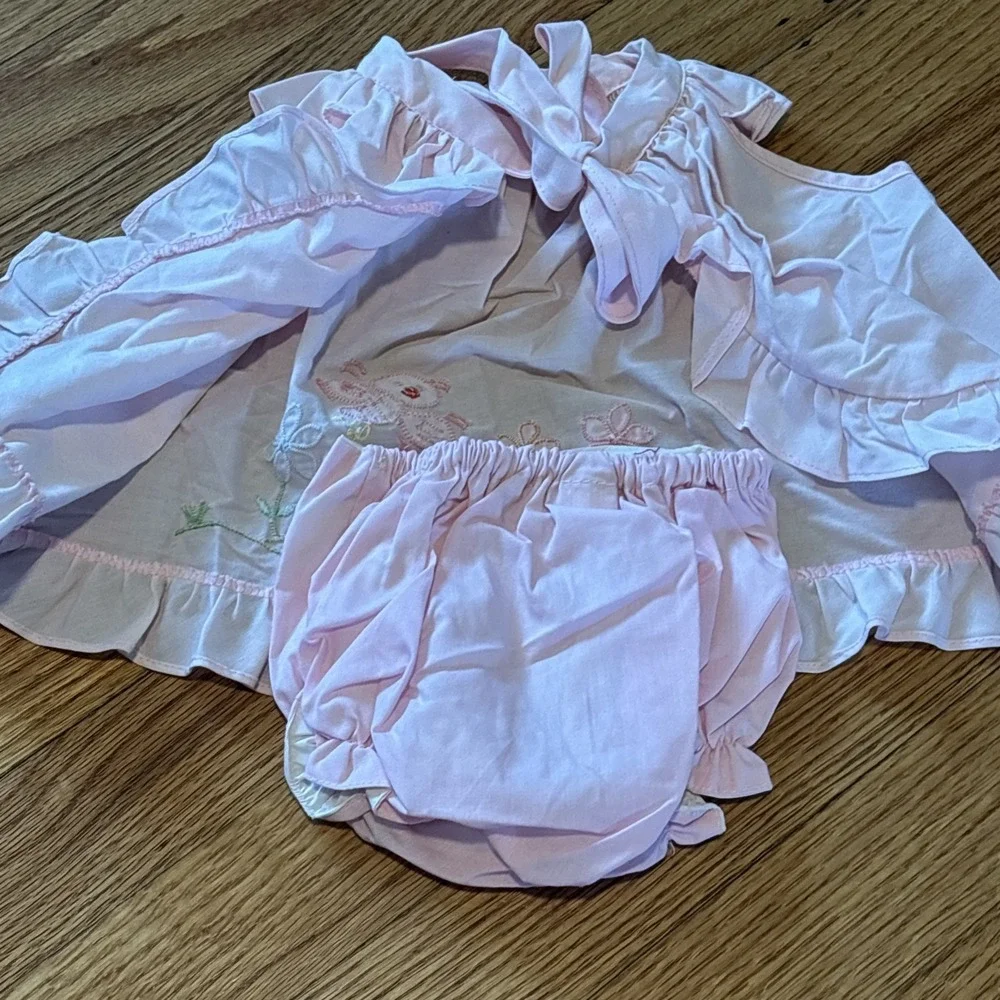 Samara Brothers Dress Smocked 3-6‎ months Flowers Embroidered Ruffle Baby